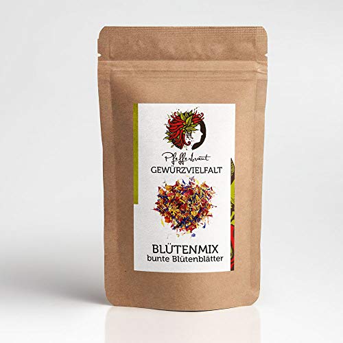 Backe Backe Kuchen - 15 g Blütenmix ohne Kelch - essbare Blüten - Kornblumenblätter, Ringelblumenblätter, Rosenblätter Cover