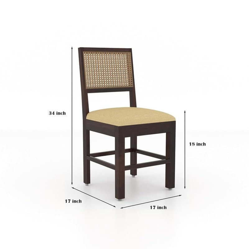 Image of Furniture Solid Sheesham Wood 4 Seater Dining Table Set with Cushioned Chairs | Wooden Four Seater Dinner Table Set for Living Room, Kitchen, Dining Area and Home (Walnut Finish)