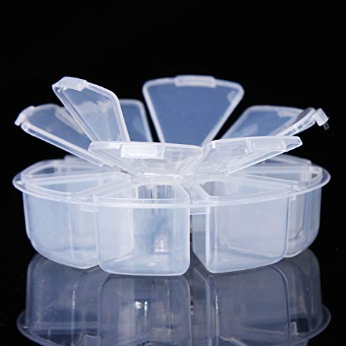 Image of WOIWO 2 PCS Round 8-Case Storage Box Transparent PP Plastic Box Beaded Box Nail Parts Box Storage Jewelry Storage Small Box