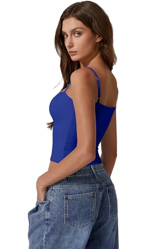 Image of QINSEN Women's Double Lined Basic Tank Top Adjustable Spaghetti Straps Sleeveless Camisole Shirts