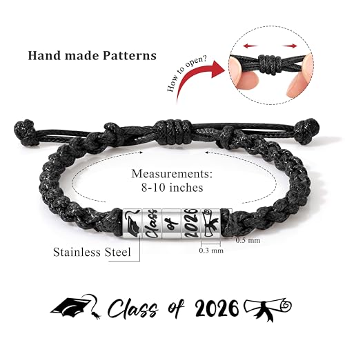 Pulsera de cuero para hombre Class of 2026 miniatura 5