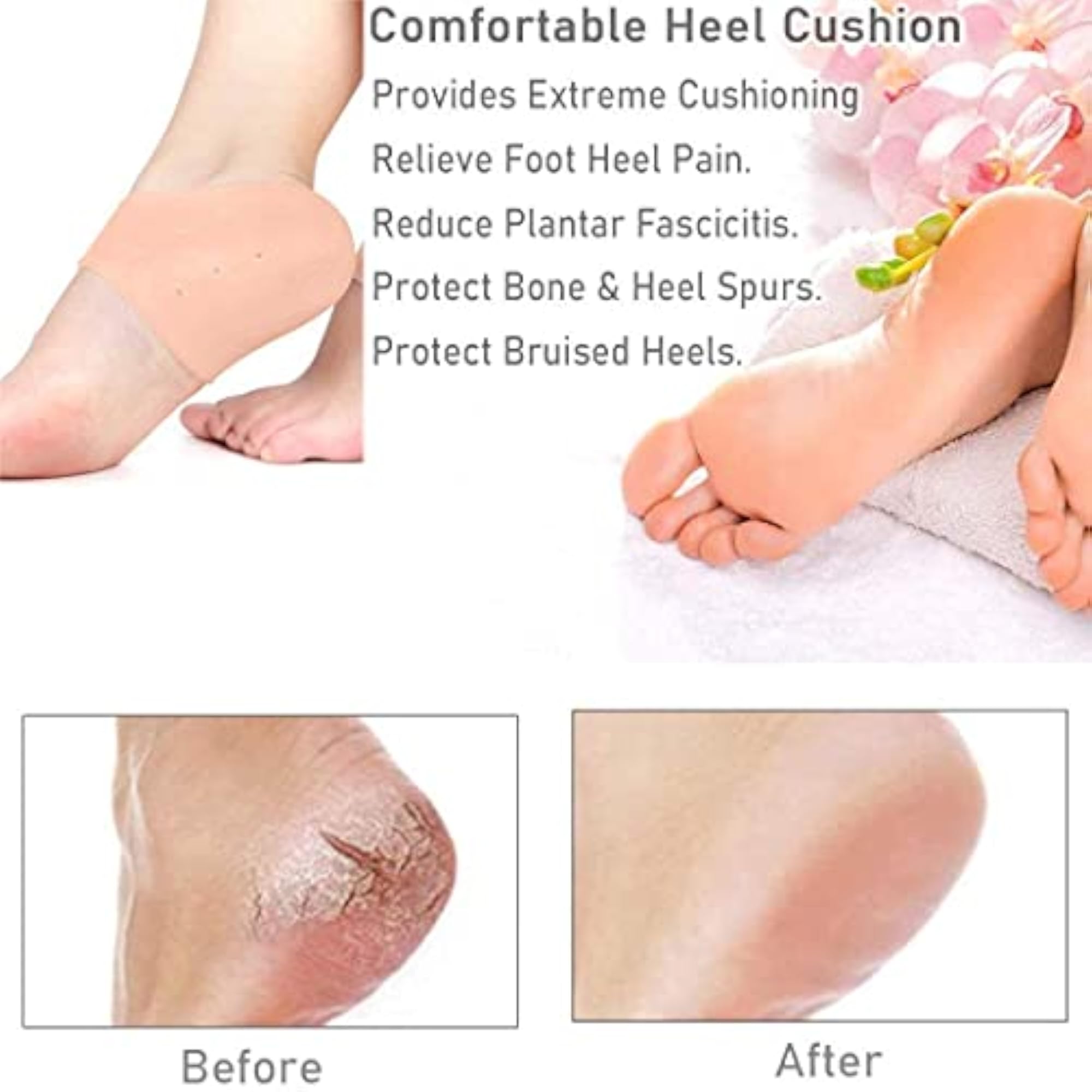Half Heel Socks Anti Crack Silicone Gel Foot Protector