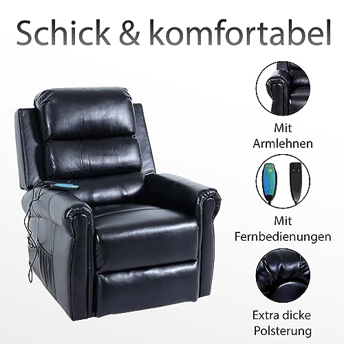 Mendler Fernsehsessel HWC-K63, Relaxsessel Sessel, Liegefunktion Aufstehhilfe Massage Heizfunktion, Kunstleder - schwarz – Bild 5