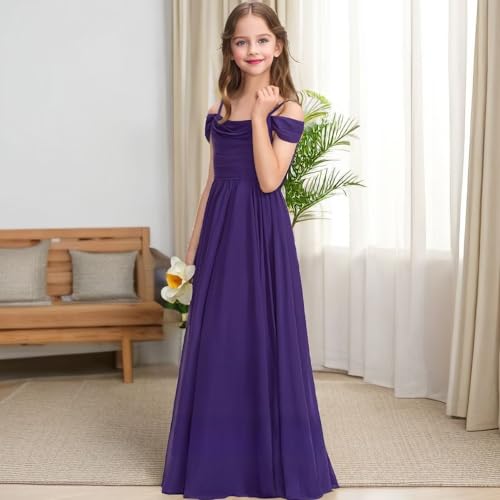 Off The Shoulder Junior Bridesmaid Dresses for Wedding Teens Chiffon Flower Girl Dress Pageant Gown3