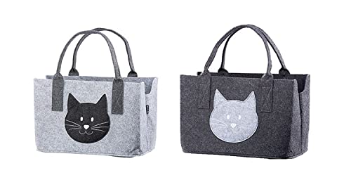 Sac en feutre gris chat pour transport et courses avec largeur de 40 cm