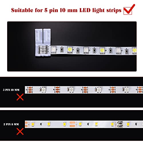 Image of Honoson 35 Pcs 5 Pin LED Light Connecto Solderless LED Strip Connector L Shape Extension T Shape Solderless Extension for Strip Light Unwired Gapless Track 5050 3528 Smd Rgbw Extending Connection