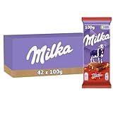 MILKA - 42 Tablettes de Chocolat au Lait Milka Daim 100g - Chocolat au Tendre Lait du Pays Alpin et Daim - Lot de Tablettes de Chocolat Milka Daim - Lot de 42x100g