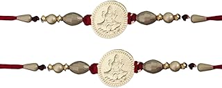 Set of 2 Rakhi Set, Rakhi for Brother and Bhabhi, Rakhi Bracelet, Goddess Laxmi Pendant Rakhi Thread, Rakhee for Brother, Raksha Bandhan Bracelet, Bhaiya Bhabhi Rakhi