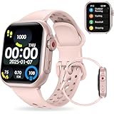 スマートウォッチ【2025新登場 1000mAh Bluetooth通話機能 着信＆メッセージ通知 1.85インチ 3DキューブUI 100+種運動モード SmartWatch GPS運動記録/電卓/天気予報/スマホ探/目覚まし時計/音声アシスタント iPhone/アンドロイド対応 バンド交換可能 (ピンク)