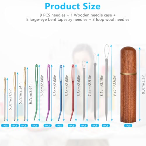 HOTUT 20 PCS Large Bent Needles, Big Eye Embroidery & Darning Needles for Knitting Crochet, Quilting, Weaving Crafts - Image 2