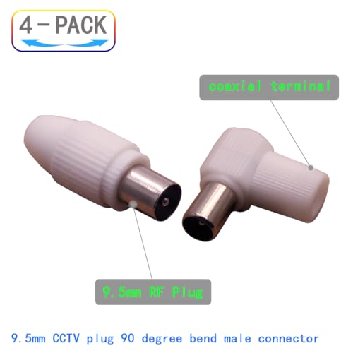 Conector coaxial RF 9.5mm ángulo 90° macho - 4 unidades miniatura 2