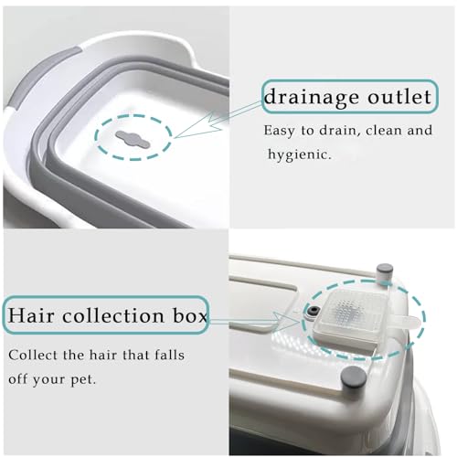 Faltbare Haustier-Badewanne mit Abflussloch,Tragbare Hundebadewanne,Faltbare Hundebadewanne,Fragbare Badewanne für Kleine Hunde, Katzen,für den Innen- und Außenbereich geeignet (Größe: 60cm x 40cm)