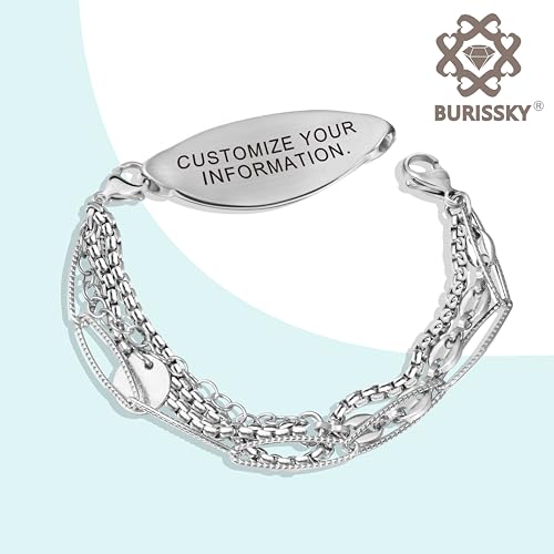Custom Elegant Medical Alert Bracelets for Women with Free Engraving,Personalized Emergency Identification Medic ID Bracelet Women's Alert Jewelry,6.0 to 9.0 Inches3