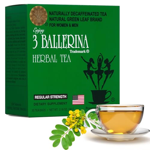3 Ballerina Diet Tea for Women and Men, Regular Strength Senna Tea, Digestion and Constipation Relief – 30 Count