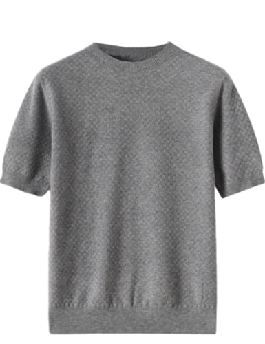 [Aecsoc] tシャツ メンズ 夏服 サマーニット 半袖 Vネック ゆったり カットソー ニット 薄手 ニットセーター 夏 カジュアル 無地 ビッグシルエット 大きいサイズMRJY506(グレー,L)の商品画像（Amazon）
