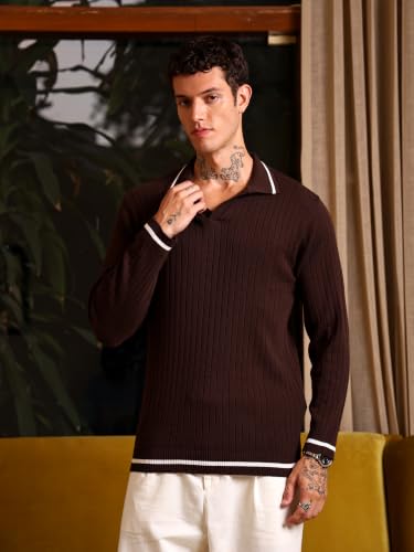 Image of Kvetoo Full Sleeve Winter Wear Woolen Collar Polo Sweater for Men