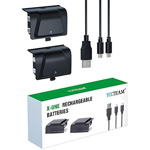Rechargeable Battery Packs for Xbox One,YCCTEAM 2 Pack 1200 mAh Xbox One Controller Battery Pack with USB C Charging Cable and Micro USB Adapter - Upgrade Integrated Rechargeable Battery Cover