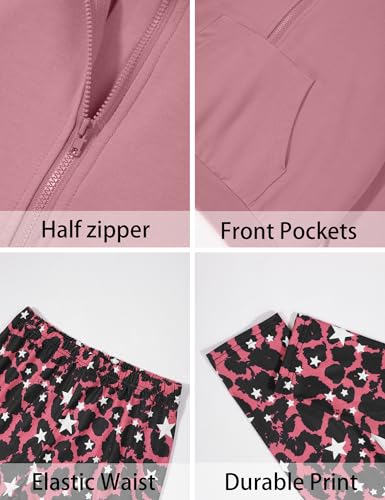 Image of Girls Clothes 2Pcs Outfit Set with Zip-up Top and Trendy Printed Pants Teen Girl Clothes 6-14Y
