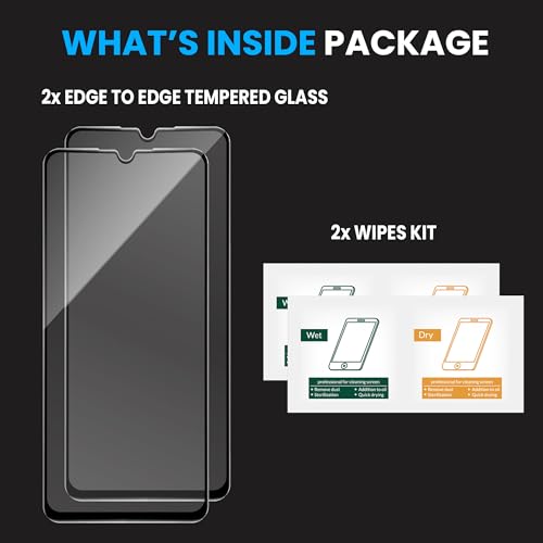 Image of ArmourPro Military Grade Gorilla Tempered Glass Compatible For Poco C75 (6.88 Inch) With Easy Installation Kit for Smartphone| Edge To Edge Coverage | Black, Pack of 2