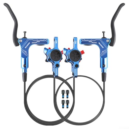 Mountain Bike Dual Piston Hydraulic Disc Brake Set, Aluminum Alloy Bi-directional Hydraulic Disc Brakes CNC Bike Hydraulic Disc Brake(Blue)