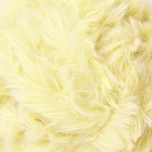 Image of NICEEC Faux Fur Yarn Super Soft, Chunky & Fluffy, Eyelash Yarn for Crochet & Knitting(Total Length 210yds /10.6oz) - Light Yellow /300g