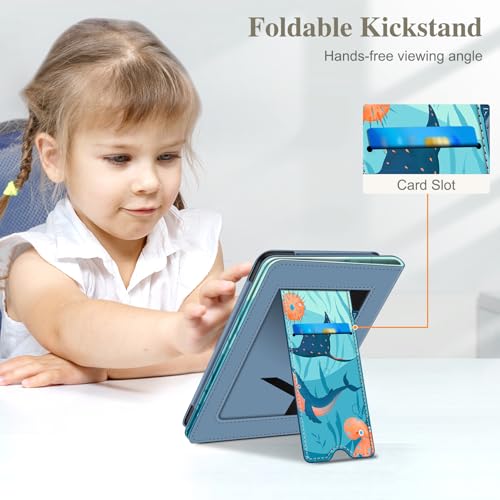 Image of Fintie Case for 7 inch /6.8 inch Kindle Paperwhite(12th /11th Generation-2024 /2021) and Kindle Colorsoft Signature Edition -Slim Foldable Stand Cover Auto Wake /Sleep for Paperwhite 2024, Blue Ocean