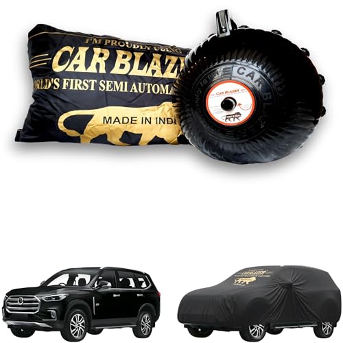 Image of CARBLAZER Portable & Semi-Automatic Full Body Car Covers: Heavy Duty Device| Anti-Theft| Dust & Scratch Proof | Water & Wind Resistant|Custom Fit| Dual-Side Cover, Compatible for MG Gloster