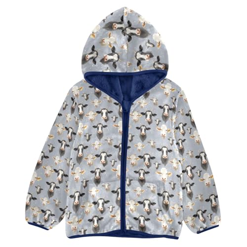 Cute Cow Boys Fleece Coat,Children's Zip-Up Hoodie Jacket,Baby Warm Fashion Outerwear 3-10T,A113315