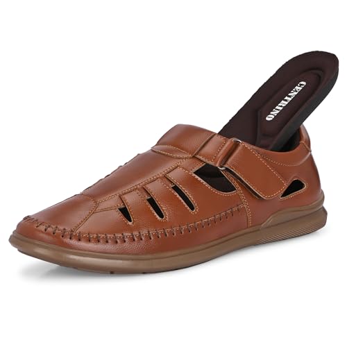 Image of Centrino Men's Fisherman Sandals | Stylish Closed-Toe Design | Soft Cushioned Footbed | Genuine-Look Upper | Comfortable for Daily & Outdoor Wear (9490)