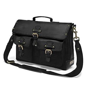 DRAKENSBERG Messenger Bag – schoudertas en 15″ laptoptas voor heren in retro-vintage-design, handgemaakt in premium kwaliteit, 15L, canvas en leer, zwart, DR00141