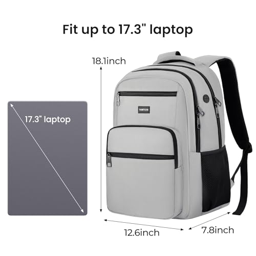 Image of YAMTION Laptop Backpack for Men, Black Backpack, School Backpack for Boys and Girls, Bookbag, Work Backpack (Grey, 17.3 inch)
