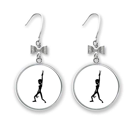 Pendientes de lazo de moda con diseño de alienígena de universo y espacio, con gancho perforado, Metal Plata