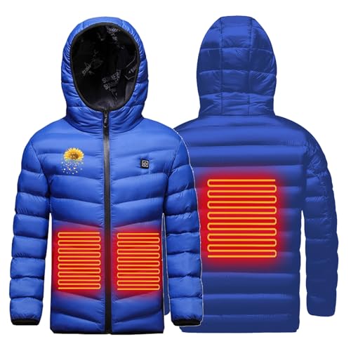 4-15 Years Boys Girls Electric Heated Jacket USB Charging Hooded Heated Coat 3 Temperature Settings Kids Body Warmer