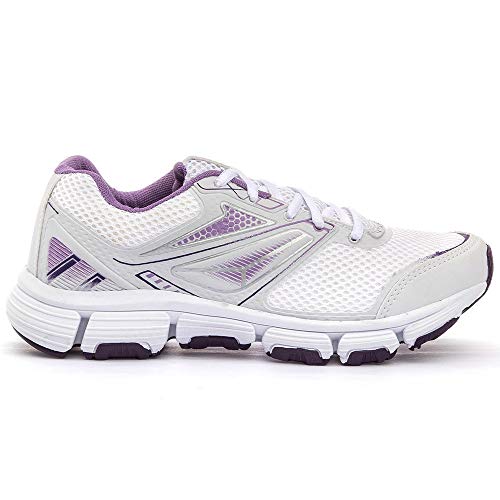 Tênis Feminino Esportivo com Cadarço Branco e Lilás e Squeeze Cor:Branco;Tamanho:34;Gênero:Feminino