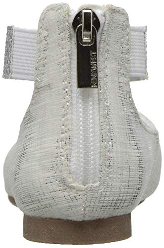 Nine West Girl's Faye2 Ballet Flat, White Scratched Metallic, 6 Medium Us Big Kid #TOP2
