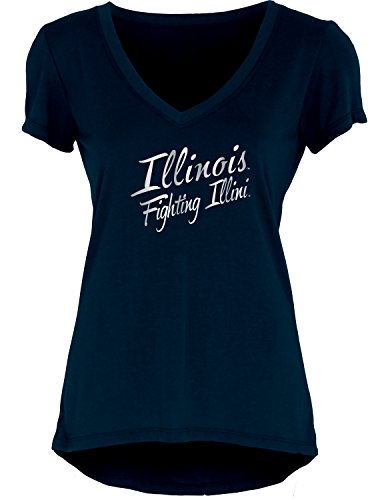 Blue 84 NCAA Illinois Illini Women's Liquid Jersey V-Neck, Navy, Small