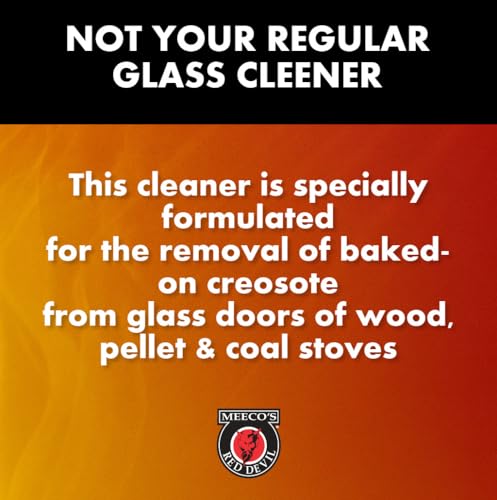 MEECO'S RED DEVIL 701 Wood Stove Glass Cleaner - Removes Creosote, Soot & Smoke from Wood, Pellet, Coal Stoves & Fireplace Inserts (16 fl oz) - Made in the USA
