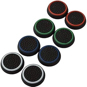 carocheri 4 Pairs 8 Pcs Silicone Cap Joystick Thumb Grip Protect Cover for Ps3 Ps4 Xbox 360 Xbox One Wii U Game…