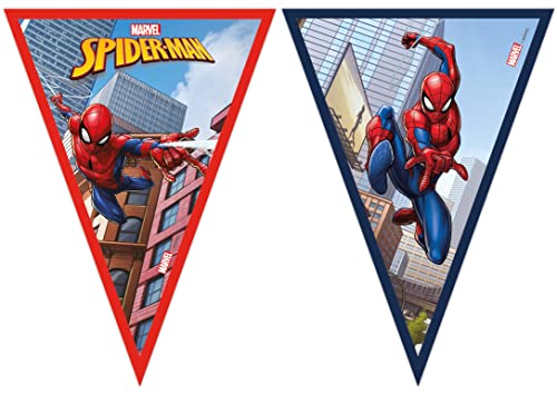 Procos 93867 Spun 9 Marvel Spider-Man Crime Fighter Triangular Flags FSC Paper Spinning Bunting