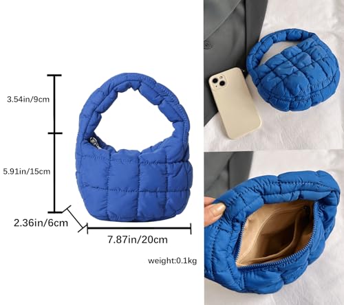 Image of Quilted MINI Handbag and Purses Women Puffer Nylon Hobo Cotton Padded Purse Work Travel Lightweight