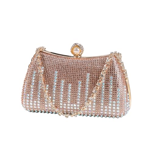 Dreubea Womens Fashion Rhinestone Evening Handbag with Chain Shiny Tote Clutch Bag