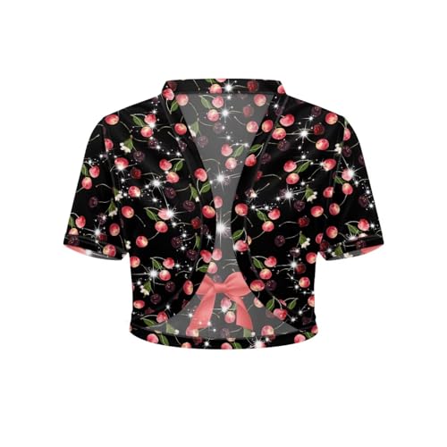 Image of Women's Shrug Short Sleeve Bolero Open Front Knit Party Tulle Cardigan Cropped Cardigan Shoulder Cover Up