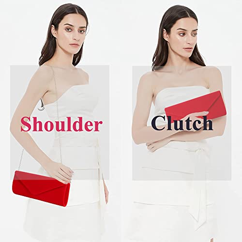 Clutch Purses Evening Bag for Women Party Prom Black-Tie Events Velvet Handbag Shoulder Cross Body Bag With Detachable Chain3