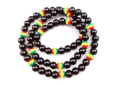 Lingduan Jamaican Rasta Bracelet And Necklace Set - Handmade Jewelry - Flag Of Jamaica Tricolor Bracelet Men Women Fashion Jewelry #TOP5