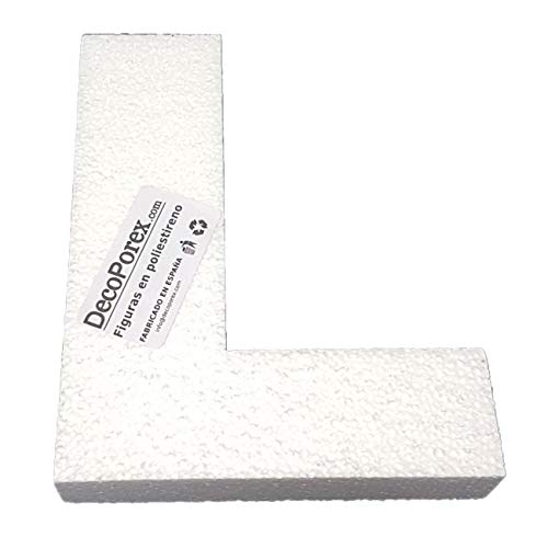Decoporex – Lettre L en polystyrène expansé de 20 cm de hauteur et 3 cm d'épaisseur