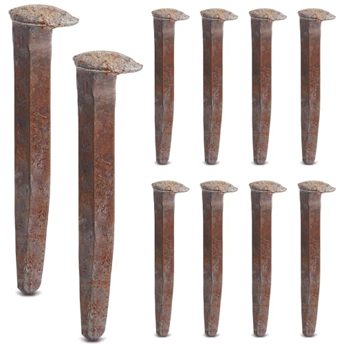 Yinkin 10 Pcs Carbon Steel Railroad Spike 4.72 Inch Rail Road Spike DIY Railroad Ties with Rusting Patina...
