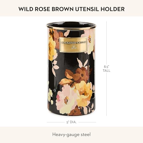Image of MACKENZIE-CHILDS Enamel Utensil Holder, Wild Rose Brown