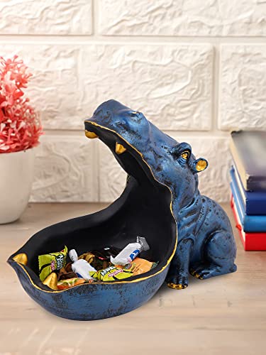zart Angry Big Mouth Hippopotamus Showpiece for Home Decor | Hippo Showpiece for Home Decorative (Hippo Blue)