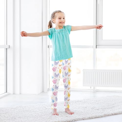 CaTaKu Girls Leggings Rose Butterfly Leggings for Girls Kids Athletic Workout Yoga Pants Size 4-10T3