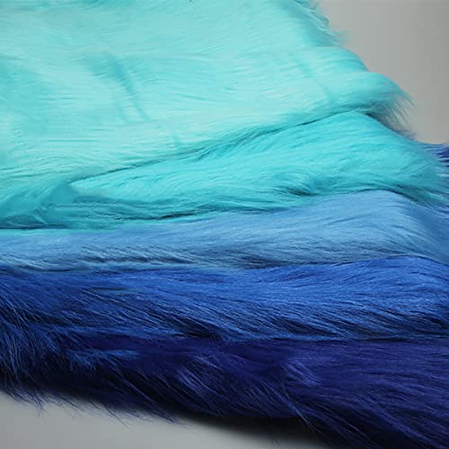 Tissu en fourrure synthétique à poils longs de 12 cm, fausse fourrure, bleu 50 x 170 cm, pour travaux manuels, décoration de fond pour photos, cosplay,...